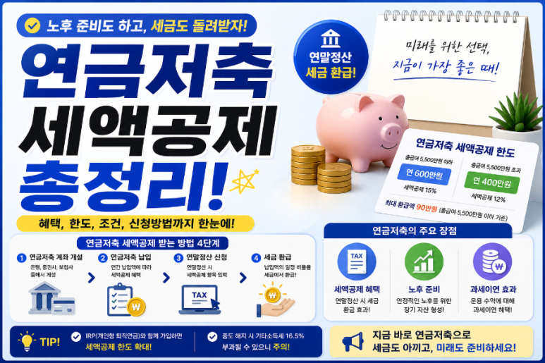 연금저축 세액공제 대표이미지, 연말정산 절세 혜택과 환급액 안내